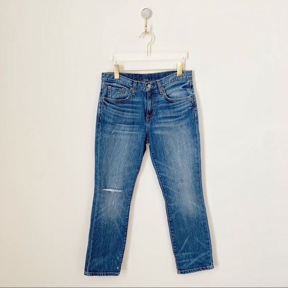 Frye Denim - Frye Distressed Straight Leg Crop Jeans